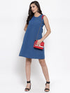 Ayaany Women Cotton Blue Casual Dress