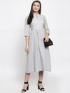 Ayaany Women White Long Fit Flared Dress