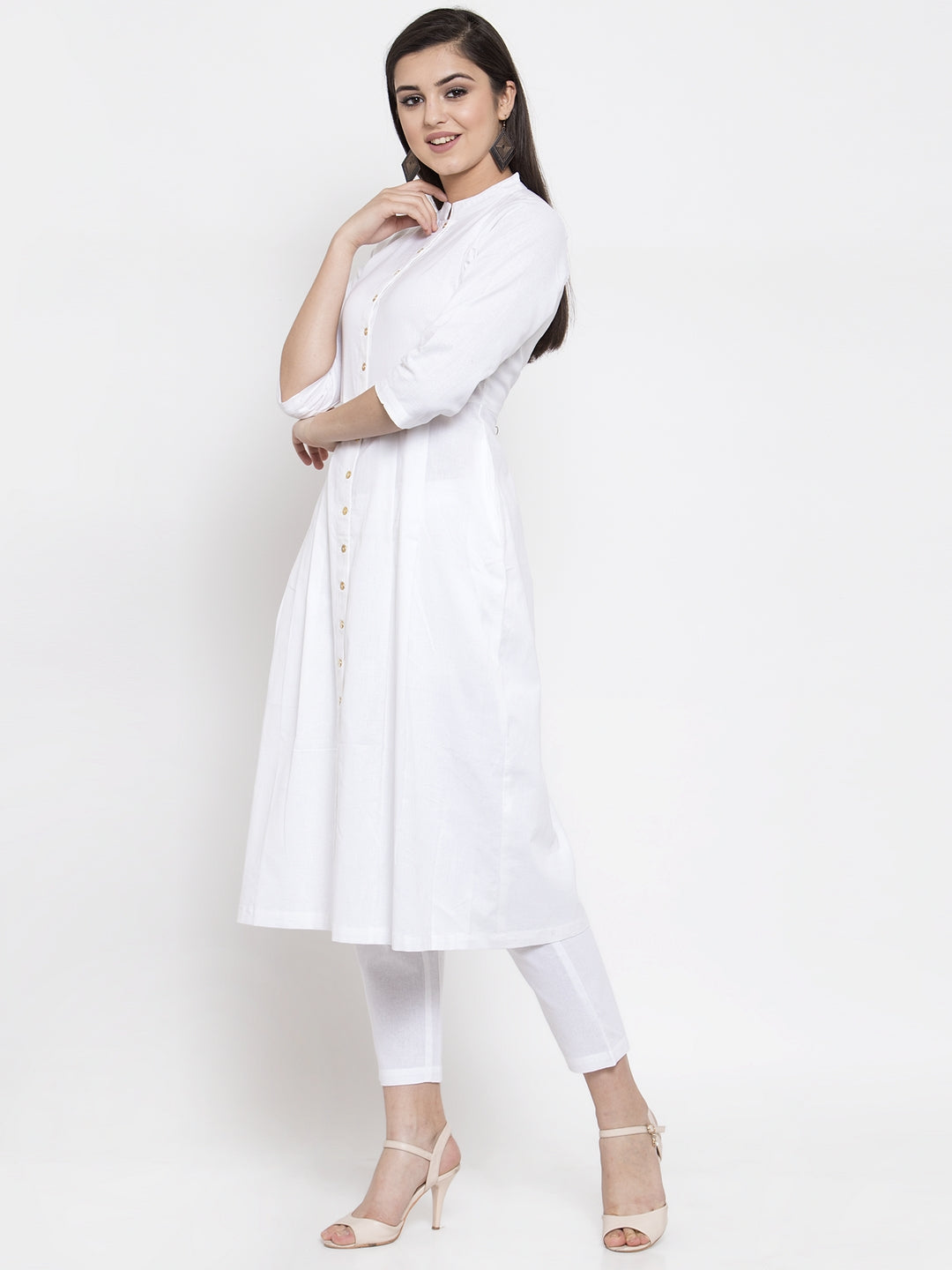 Buy Femeone Women White Cotton Kurti and Pant Set - L Online at