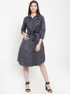 Ayaany Women Grey Dress with a Belt