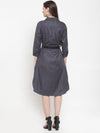 Ayaany Women Grey Dress with a Belt