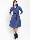 Ayaany Women Blue Dress with a Belt
