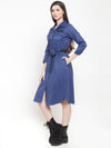 Ayaany Women Blue Dress with a Belt