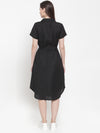 Ayaany Women Black Casual Dress with a Belt